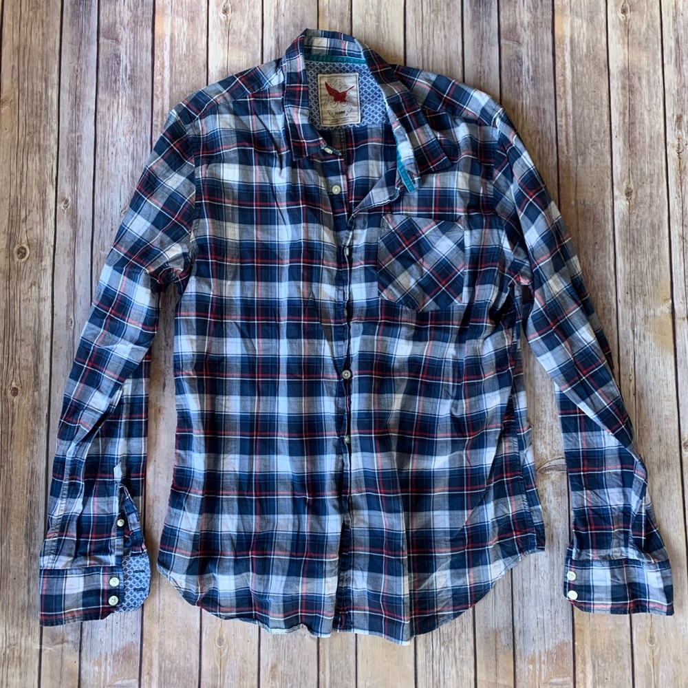 💥2 for $10💥 - Blue Plaid Button Down Long Sleeve